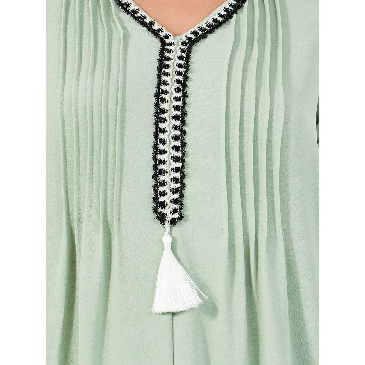 Styli Pintuck Detail Jalabiya with Tassel Trim-women-arabicclothing-jalabiyas-image-3