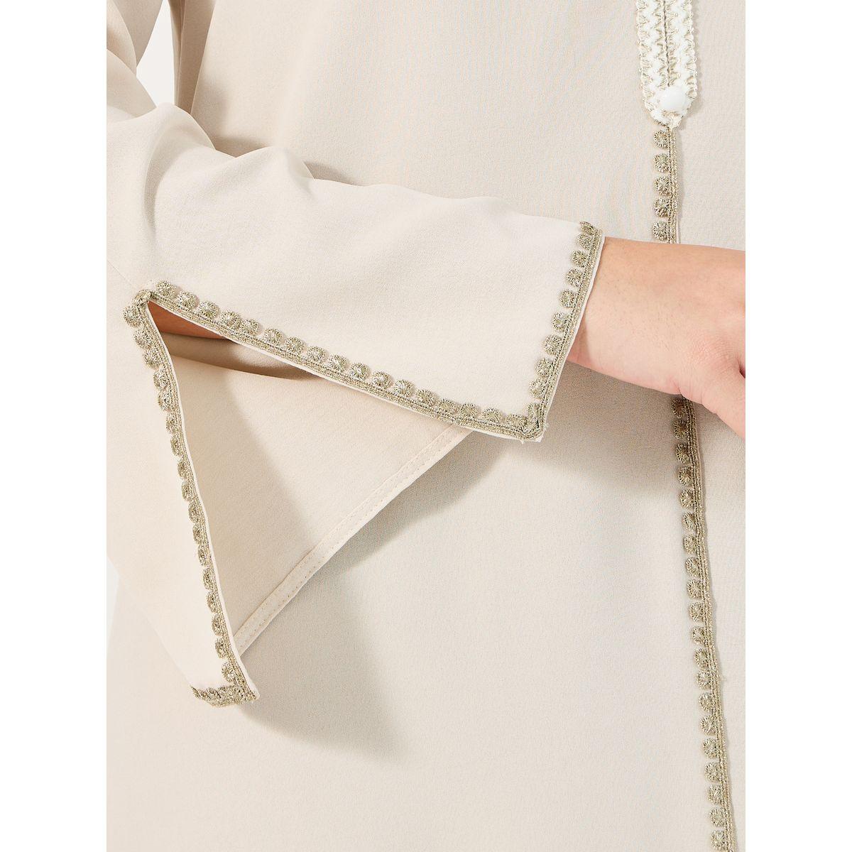 Styli Lace Trim Crepe Jalabiya with Slit Sleeves-women-arabicclothing-jalabiyas-image-3