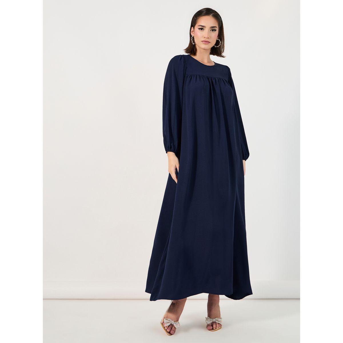 Styli Plain Round Neck Jalabiya-women-arabicclothing-jalabiyas-image-1