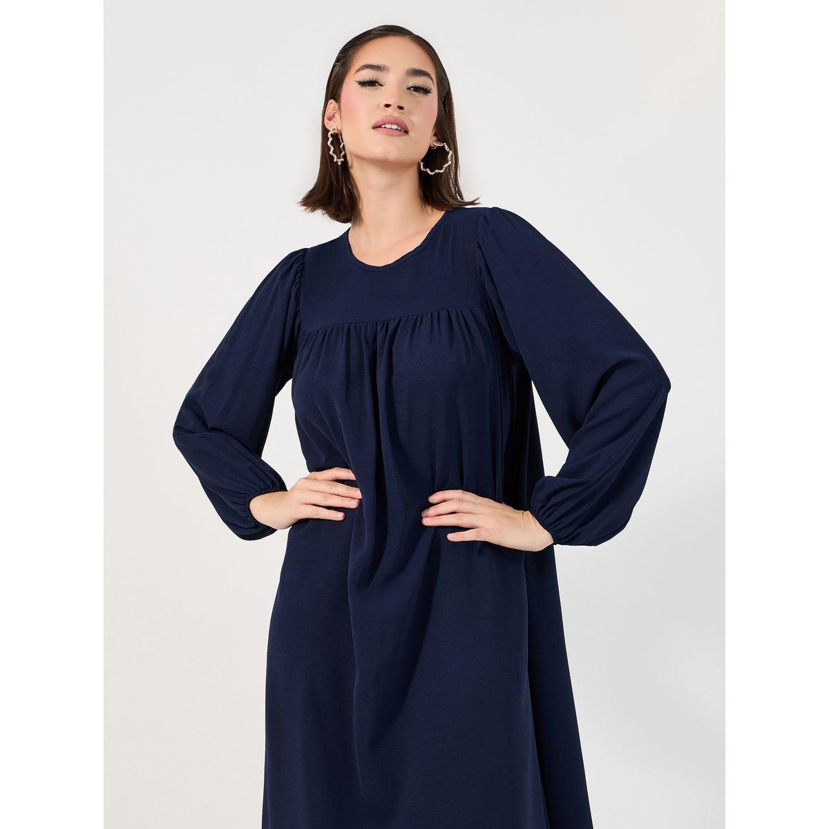Styli Plain Round Neck Jalabiya-women-arabicclothing-jalabiyas-image-2