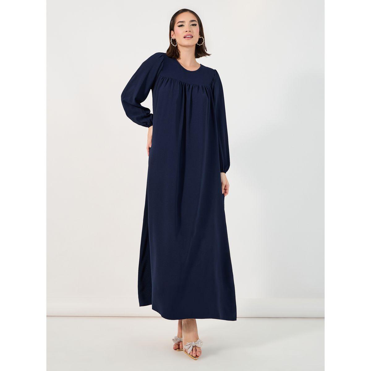 Styli Plain Round Neck Jalabiya-women-arabicclothing-jalabiyas-image-4