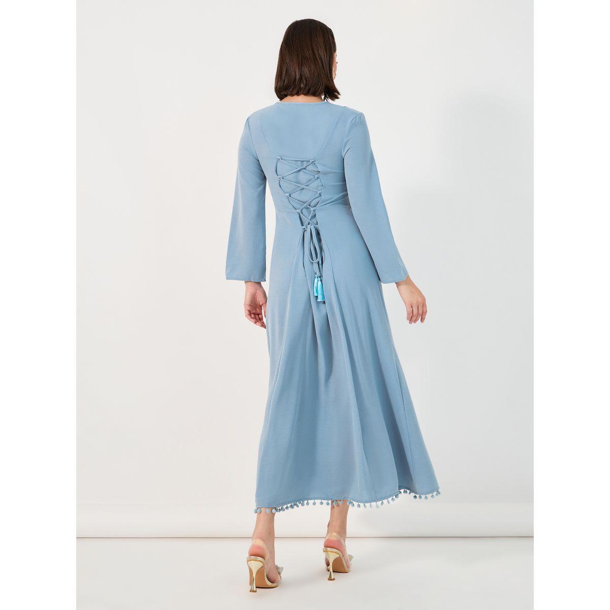 أميرة x ستايلي جلابية بحواف مزينة بكرات بوم بوم وأربطة-women-arabicclothing-jalabiyas-image-6