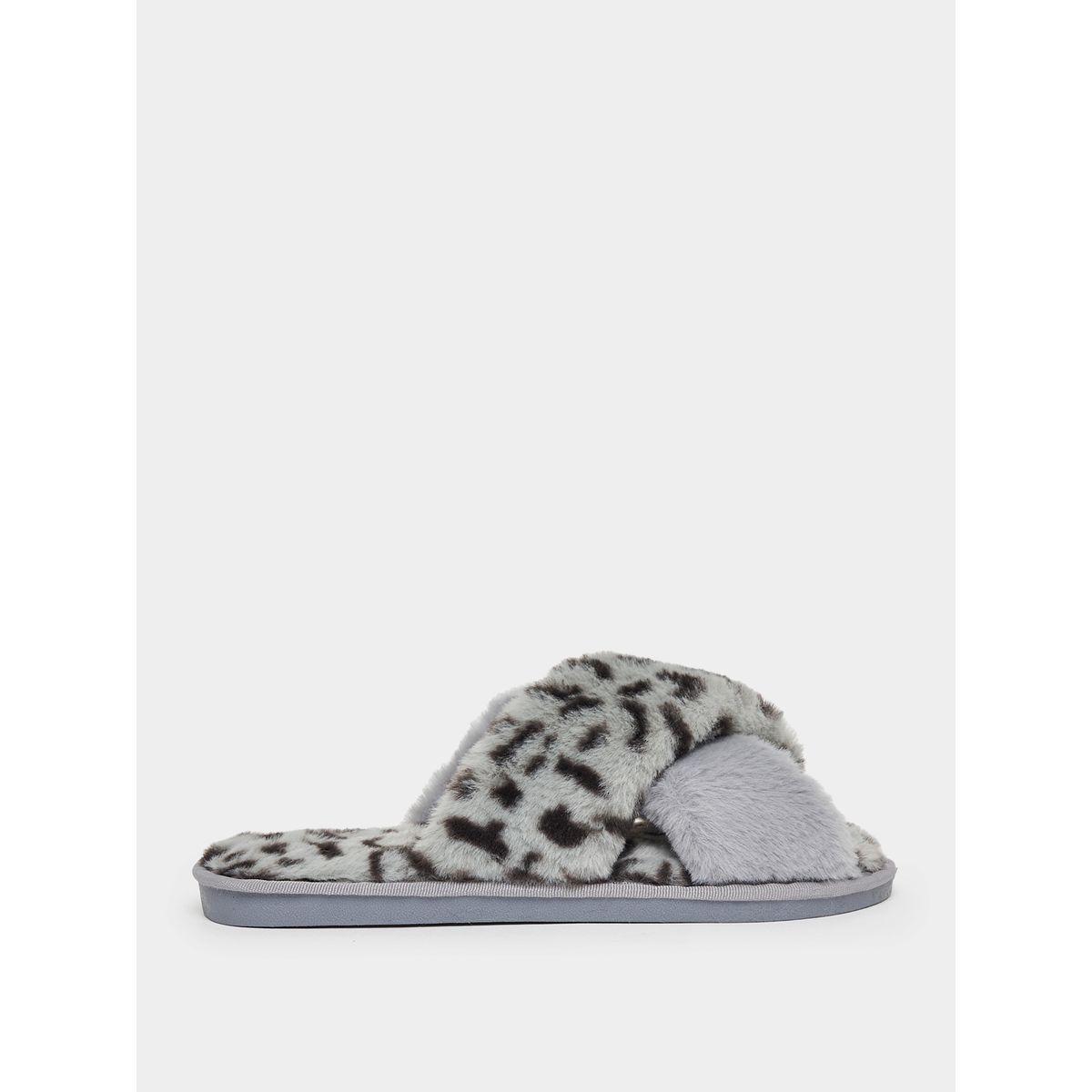 Styli Animal Print Fluffy Bedroom Slippers-women-shoes-bedroomslippers-image-1