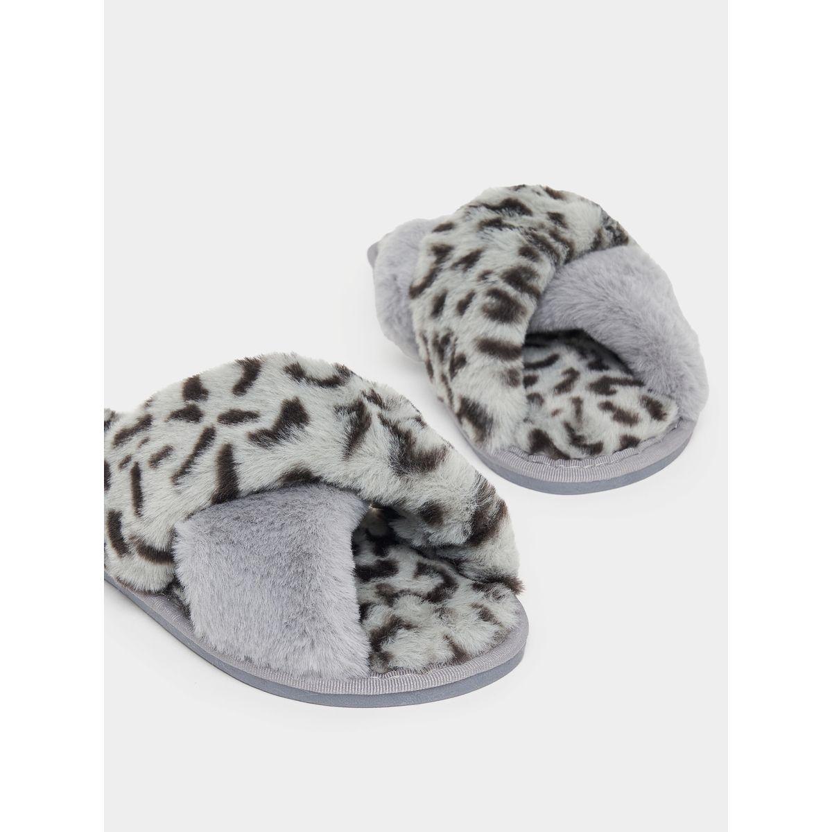 Styli Animal Print Fluffy Bedroom Slippers-women-shoes-bedroomslippers-image-4