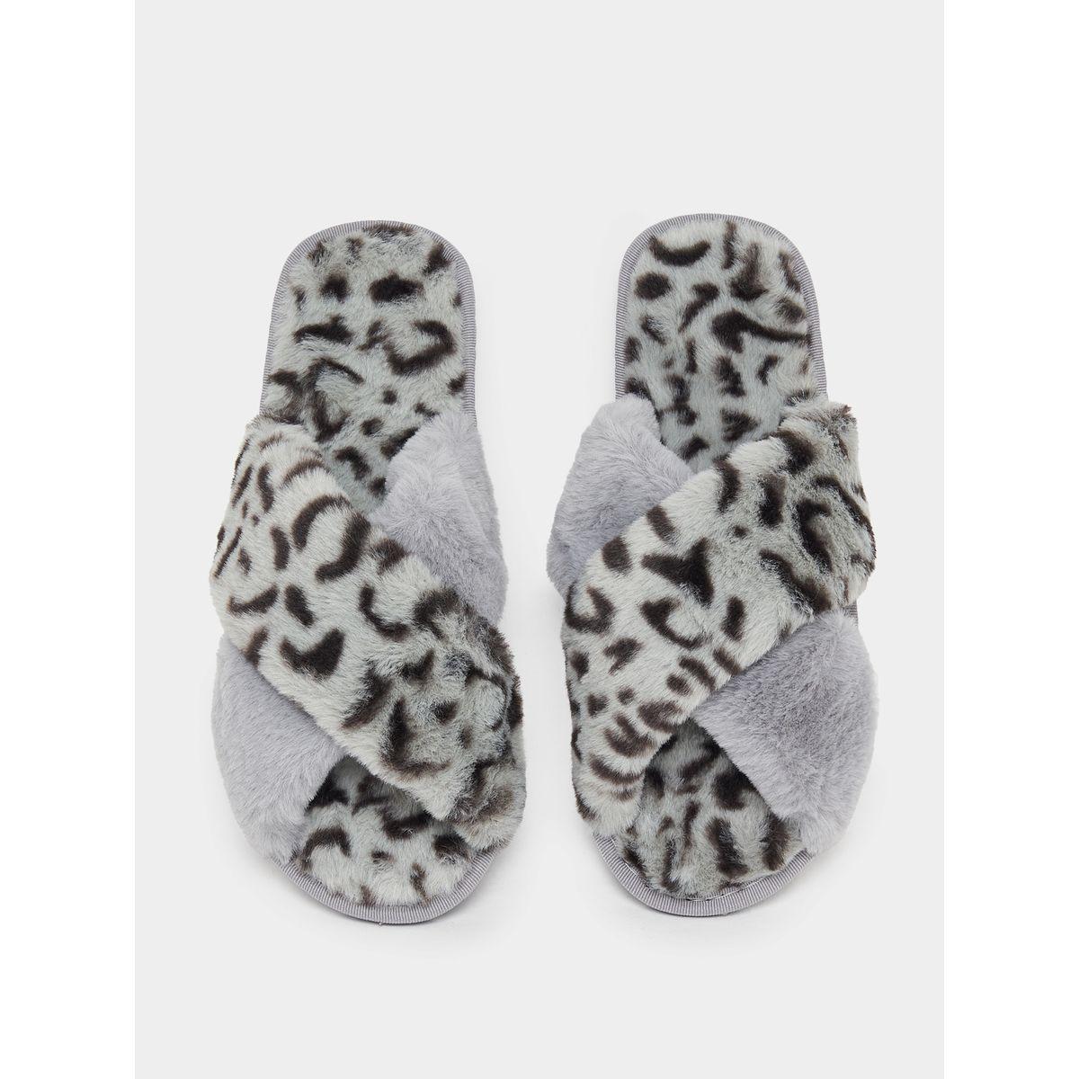 Styli Animal Print Fluffy Bedroom Slippers-women-shoes-bedroomslippers-image-5