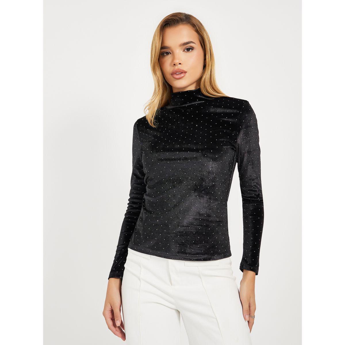 Styli Embellished High Neck Velvet Top-women-clothing-shirtsandblouses-blouses-image-1