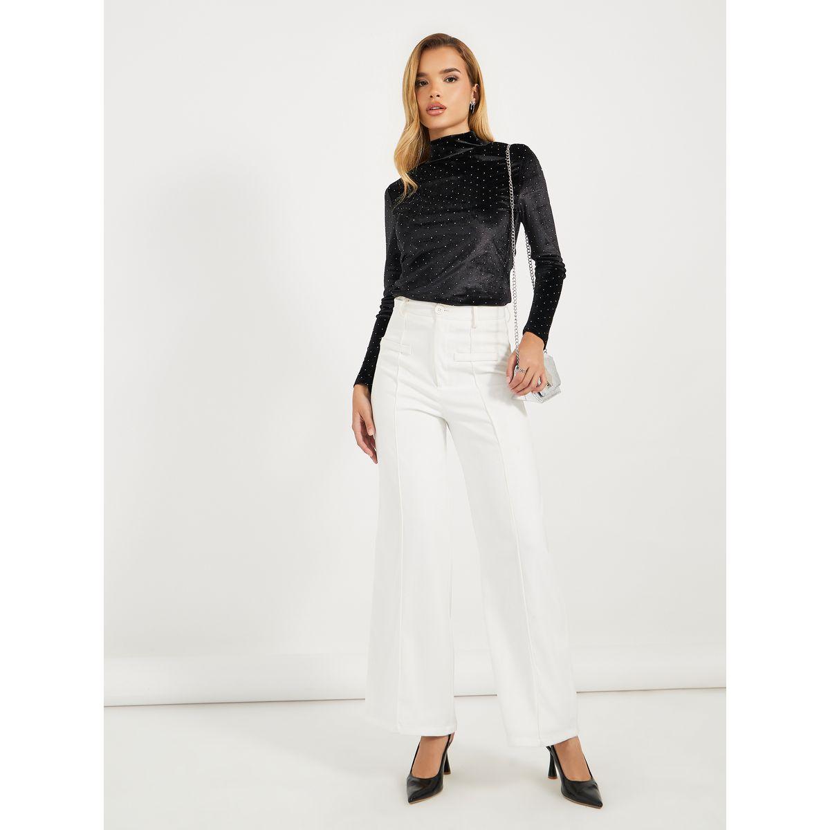 بلوزة مخمل بياقة عالية وتفاصيل منمقة-women-clothing-shirtsandblouses-blouses-image-3