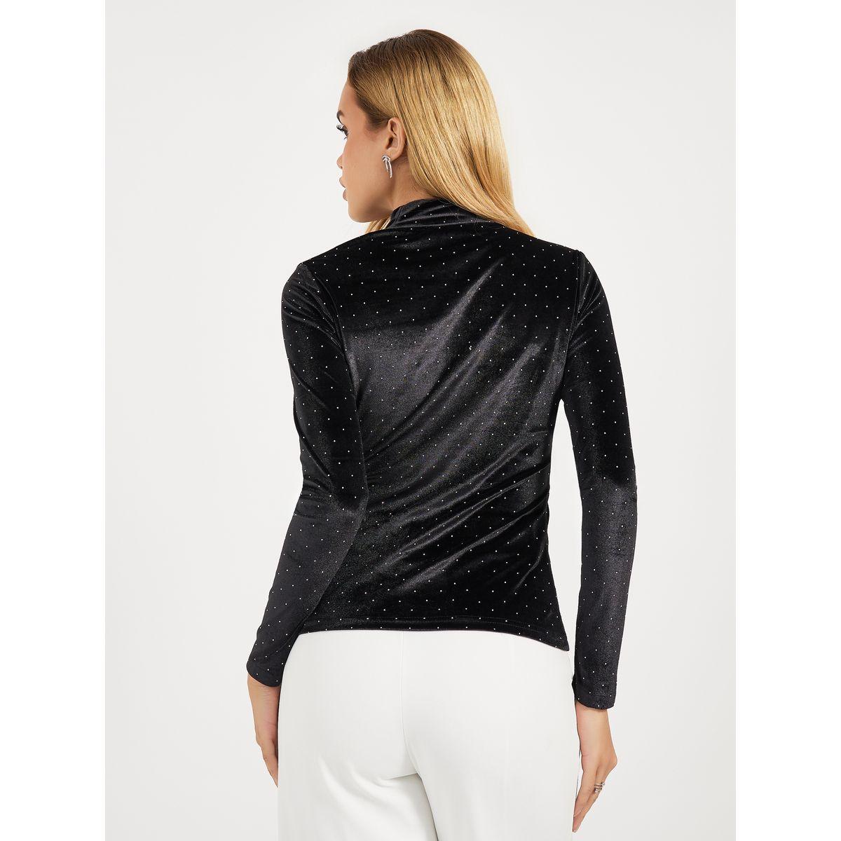 بلوزة مخمل بياقة عالية وتفاصيل منمقة-women-clothing-shirtsandblouses-blouses-image-5