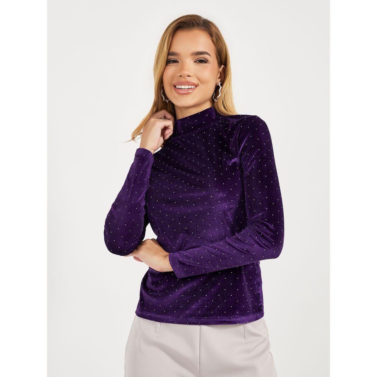 Styli Embellished High Neck Velvet Top-women-clothing-shirtsandblouses-blouses-image-1
