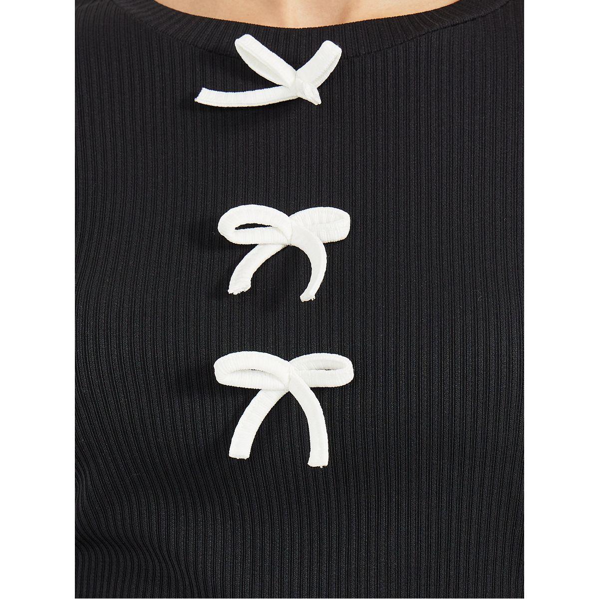 Styli Ribbed Knit Top with Contrast Bow Detail-women-clothing-shirtsandblouses-blouses-image-4