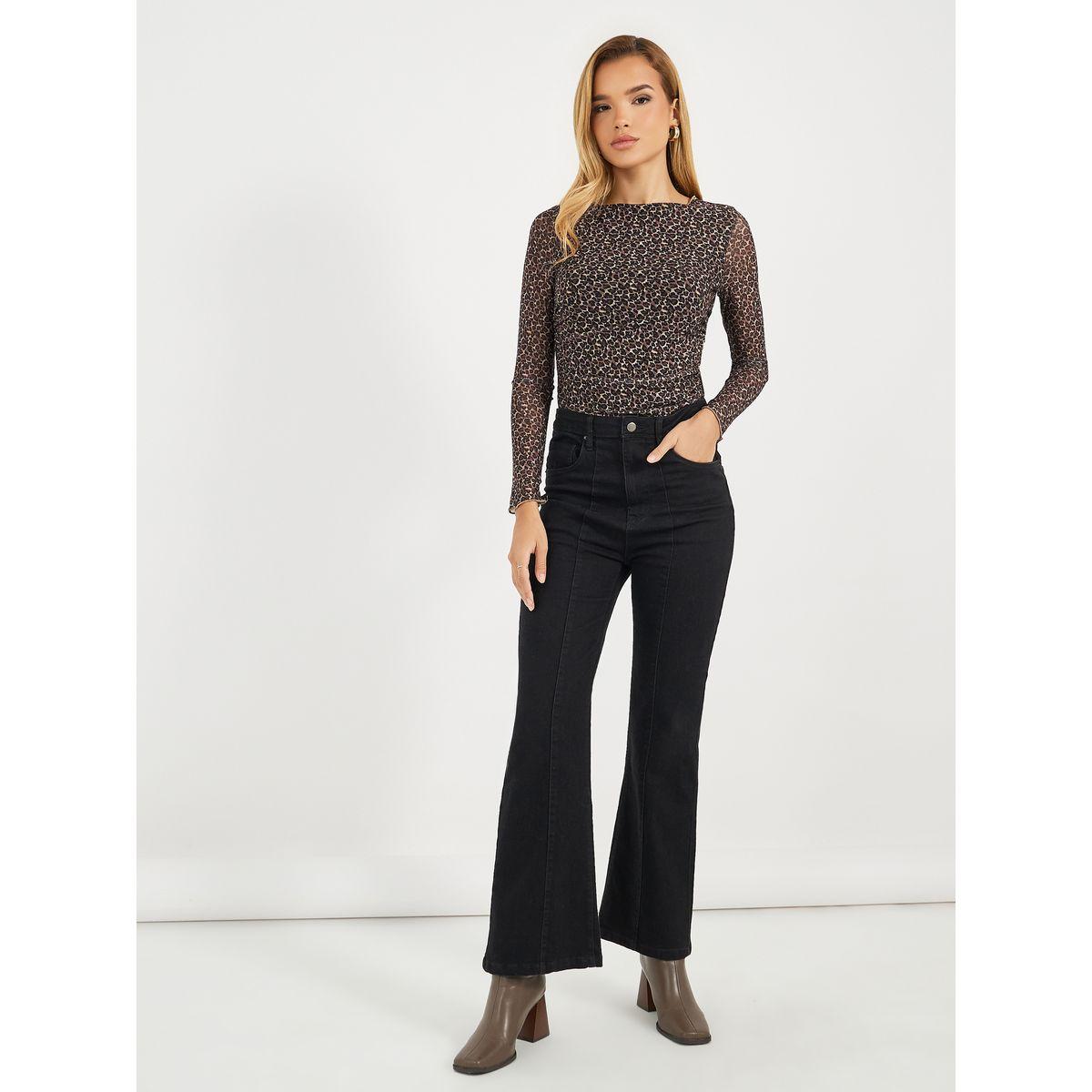 Styli Animal Print Mesh Insert Knit Top-women-clothing-shirtsandblouses-blouses-image-2