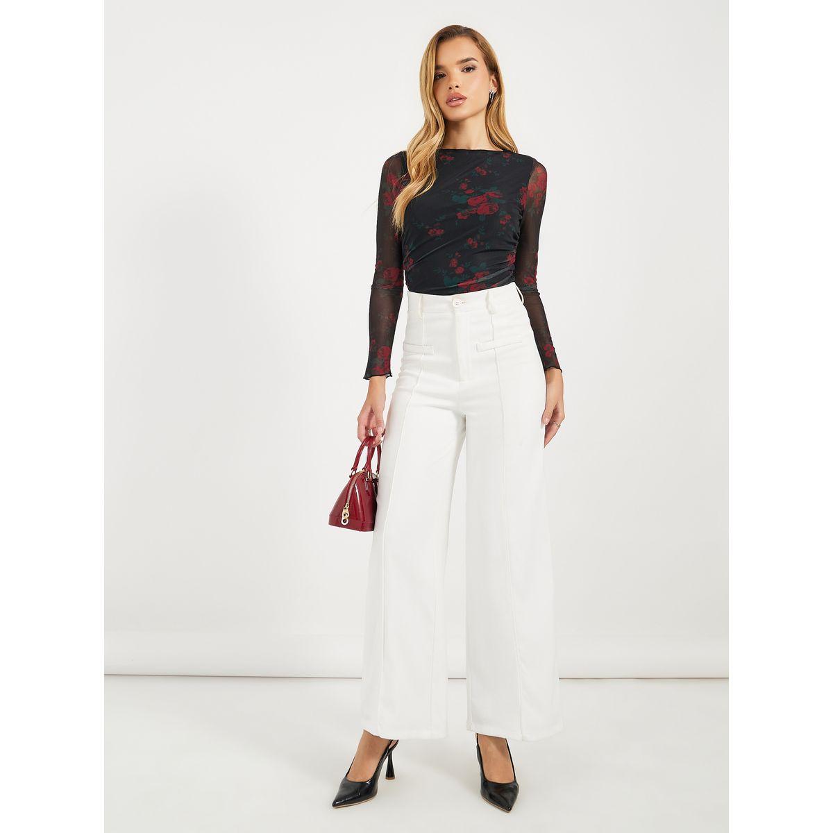 Styli Floral Print Mesh Insert Knit Top-women-clothing-shirtsandblouses-blouses-image-3