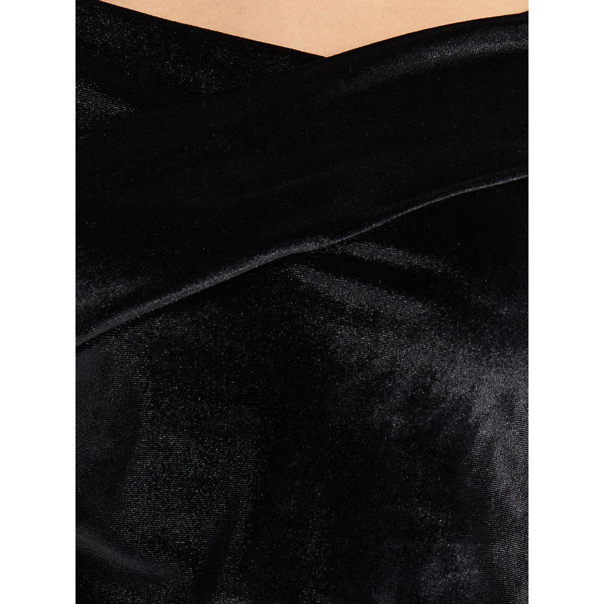 Styli Off Shoulder Neck Velvet Knit Top-women-clothing-tshirts-image-4