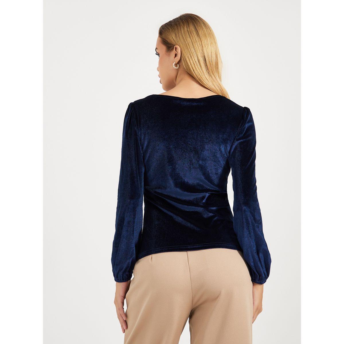 بلوزة محبوكة بياقة واسعة وأكمام منفوخة-women-clothing-shirtsandblouses-blouses-image-5