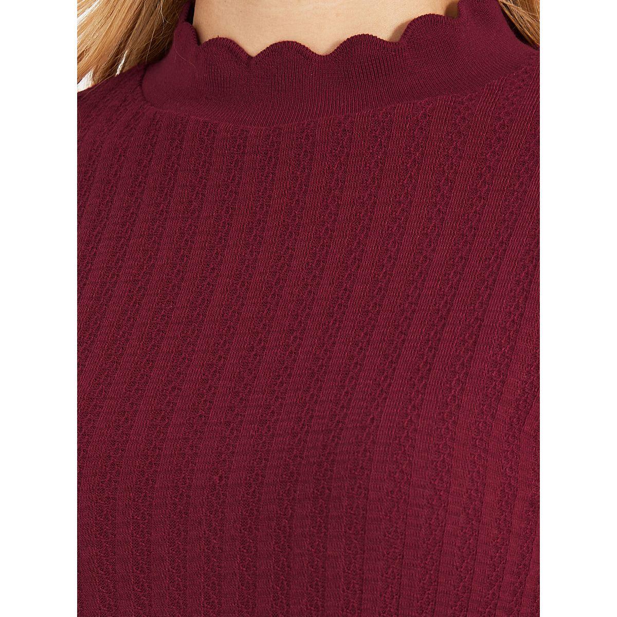 Styli High Neck Pointelle Knit Top-women-clothing-tshirts-image-4