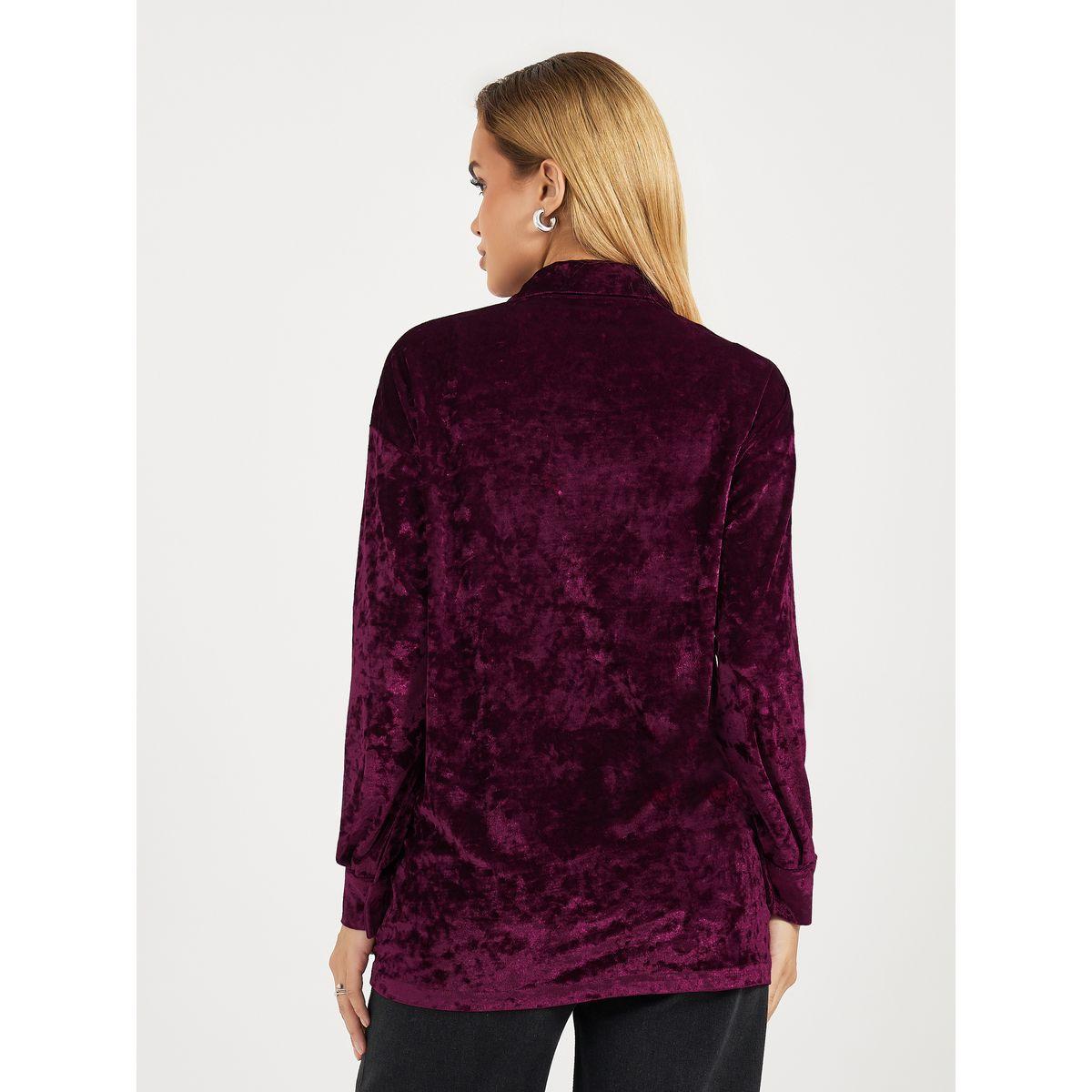 Styli Velvet Look Oversized Longline Shirt-women-clothing-shirtsandblouses-shirts-image-5