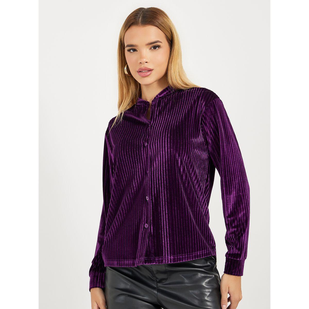 بلوزة بقصة مريحة وتفاصيل بارزة الملمس-women-clothing-shirtsandblouses-shirts-image-1