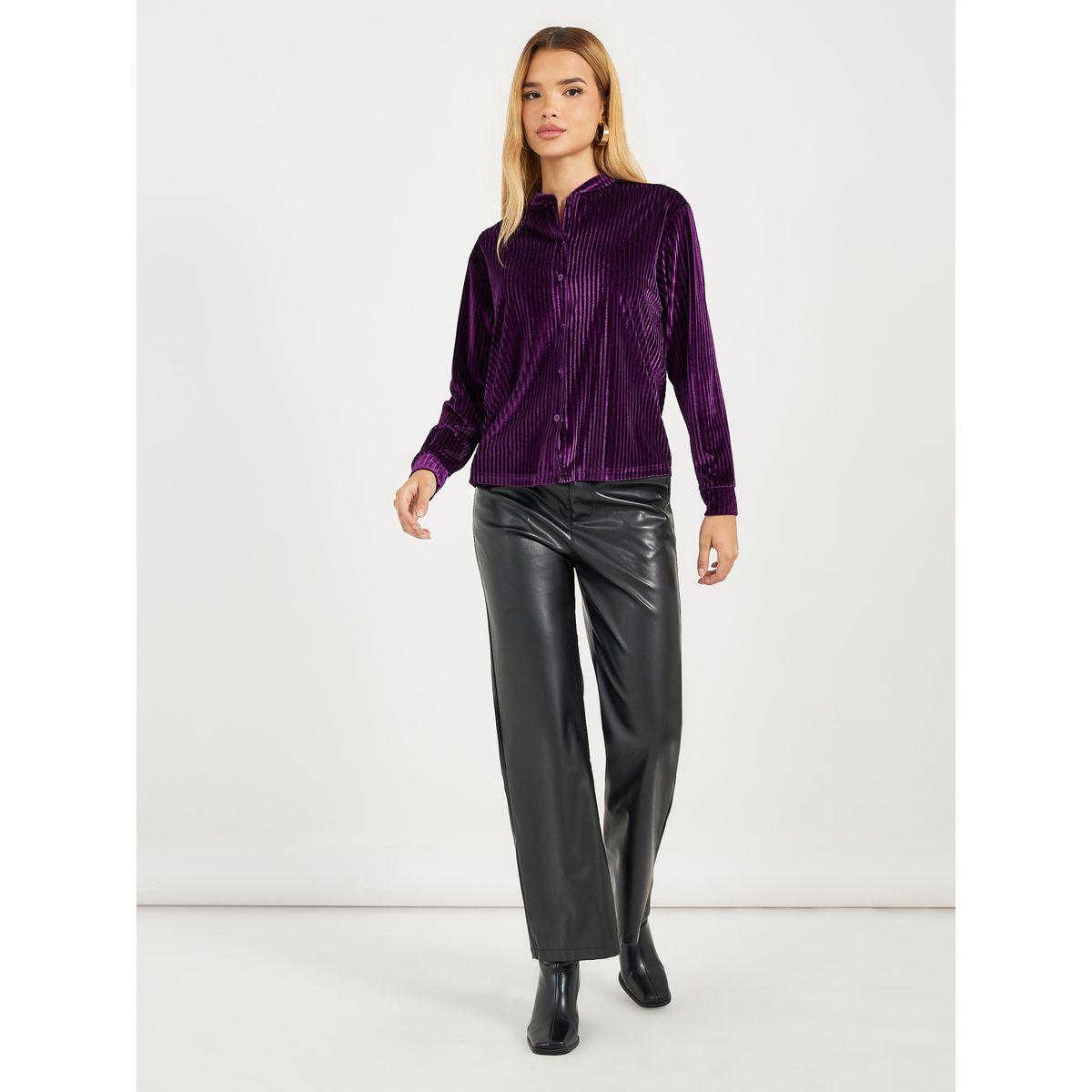بلوزة بقصة مريحة وتفاصيل بارزة الملمس-women-clothing-shirtsandblouses-shirts-image-2