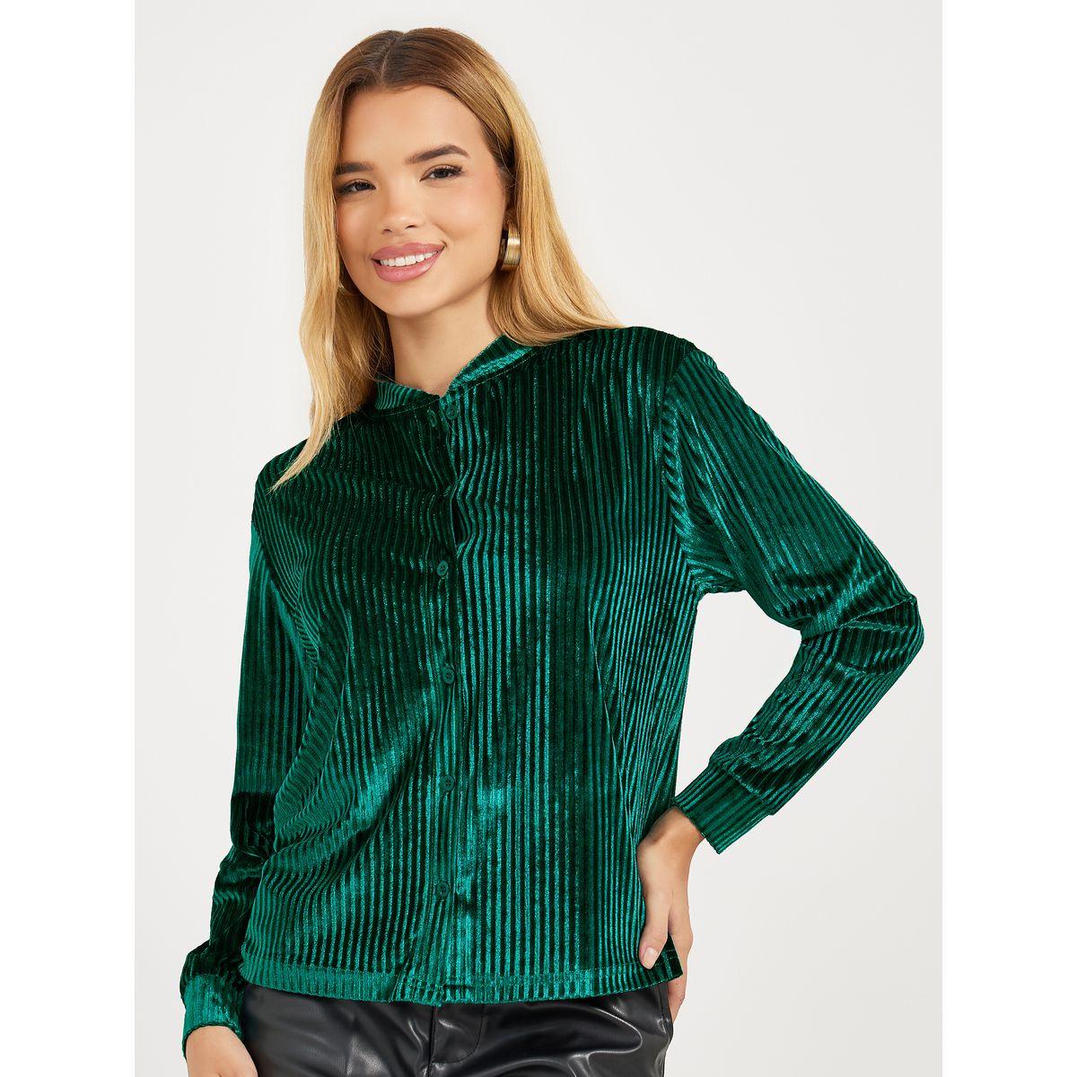 بلوزة بقصة مريحة وتفاصيل بارزة الملمس-women-clothing-shirtsandblouses-shirts-image-1