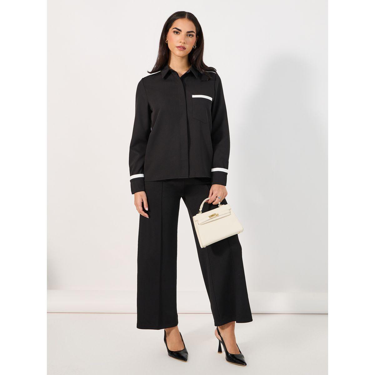 Styli Regular Fit Contrast Details Shirt with Chest Pocket-women-clothing-shirtsandblouses-shirts-image-2