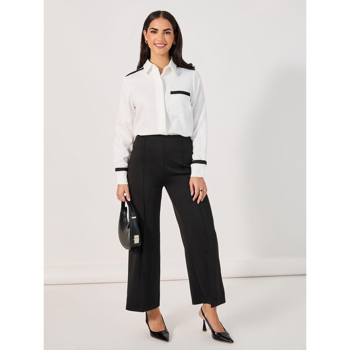 Styli Regular Fit Contrast Details Shirt with Chest Pocket-women-clothing-shirtsandblouses-shirts-image-2