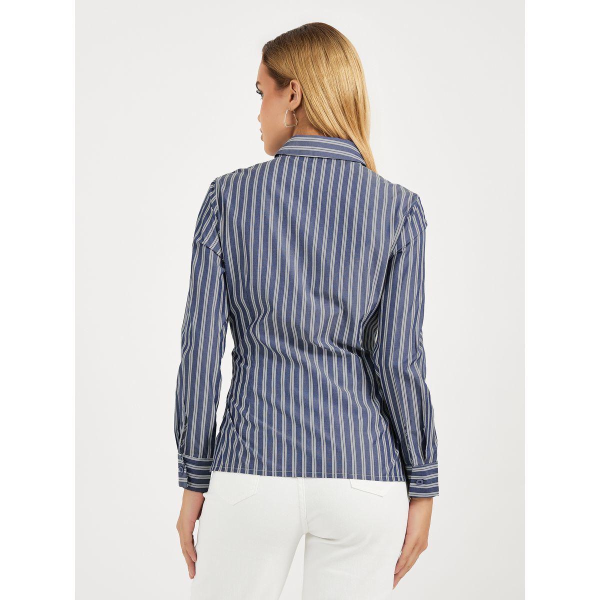 Styli Striped Wrap Tie Detail Regular Fit Shirt-women-clothing-shirtsandblouses-shirts-image-4