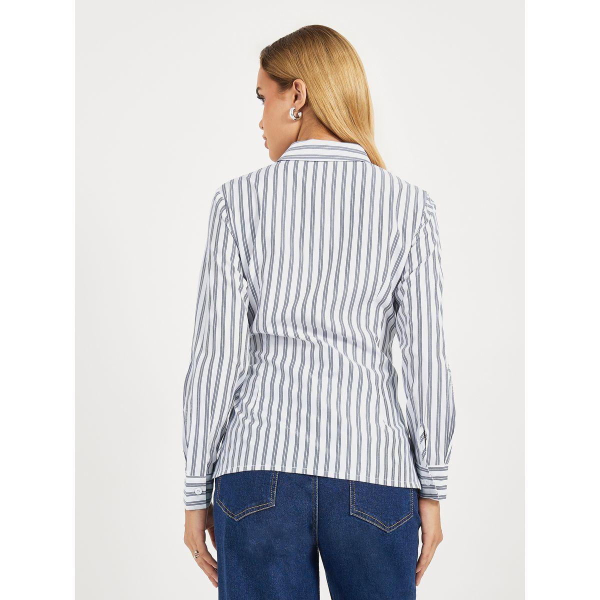 Styli Striped Wrap Tie Detail Regular Fit Shirt-women-clothing-shirtsandblouses-shirts-image-4