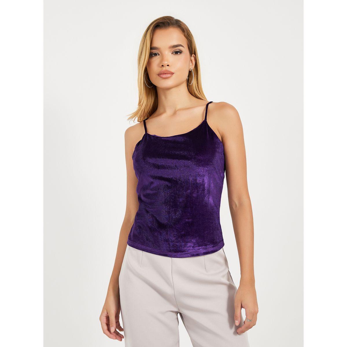 Styli Velvet Look Strappy Cami-women-clothing-tshirts-image-2