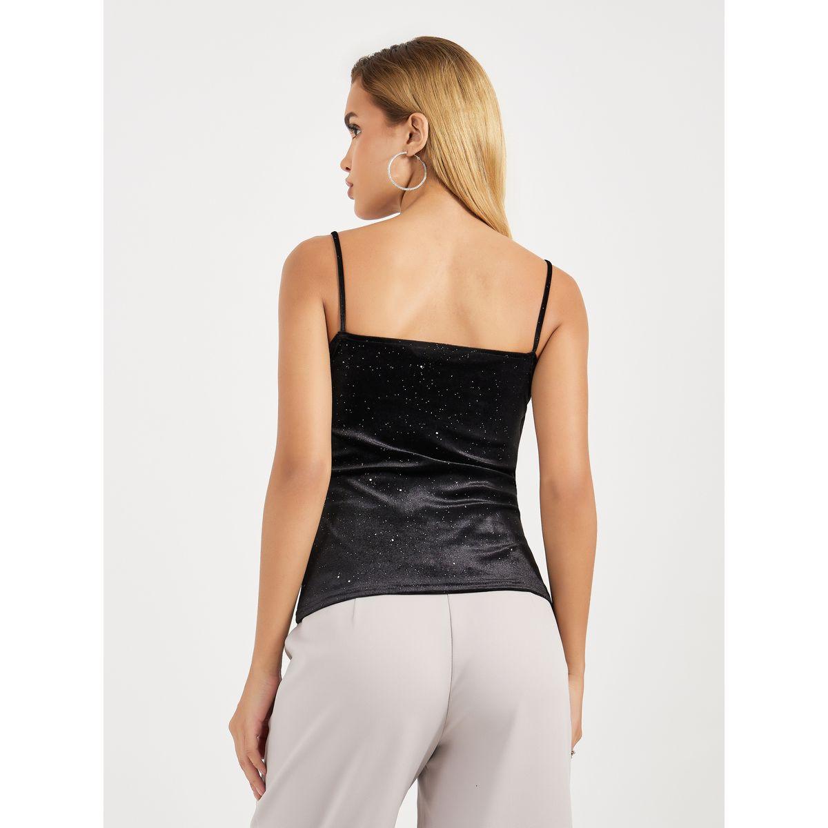 Styli Shimmer Velvet Look Cami-women-clothing-tshirts-image-5