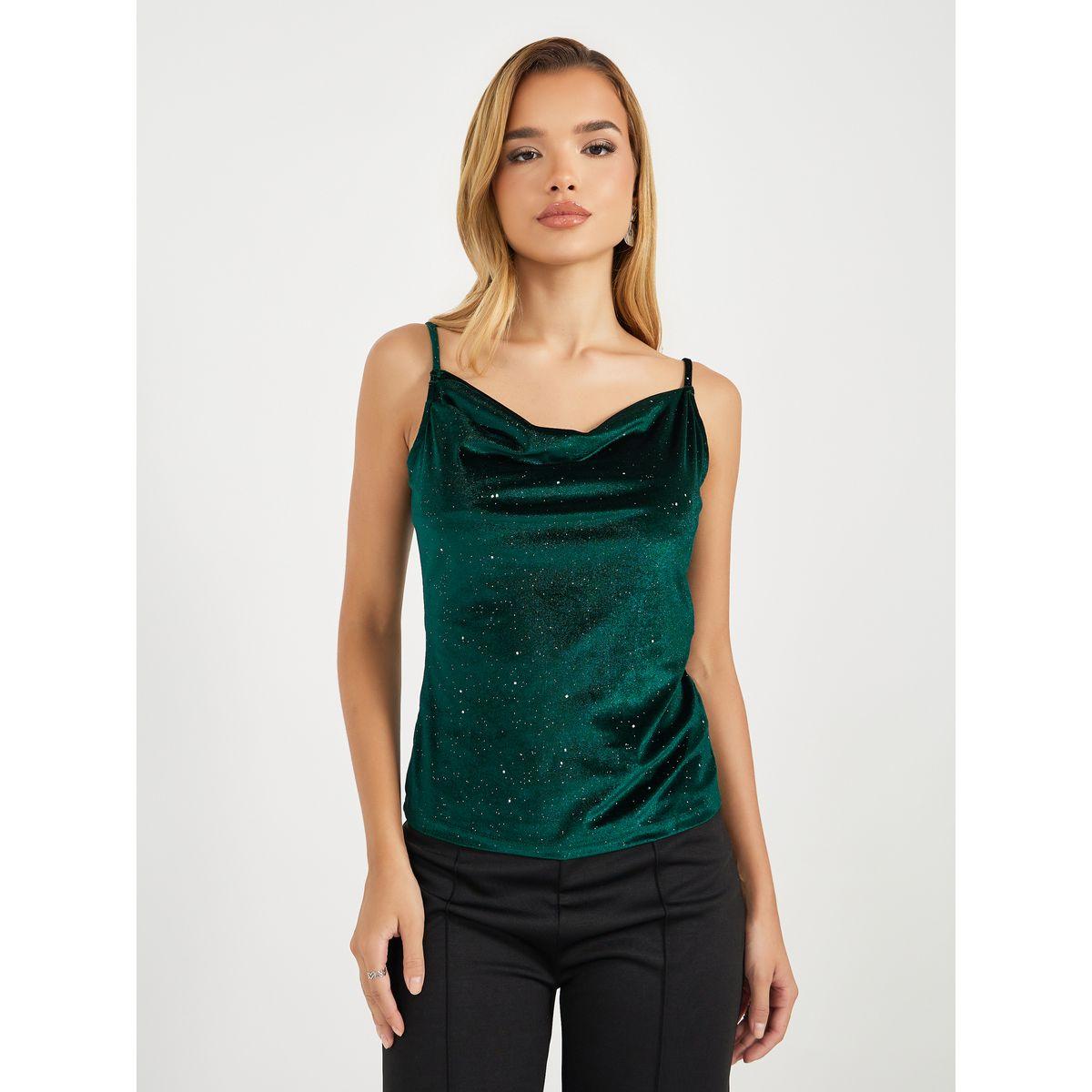 Styli Shimmer Velvet Look Cami-women-clothing-tshirts-image-1