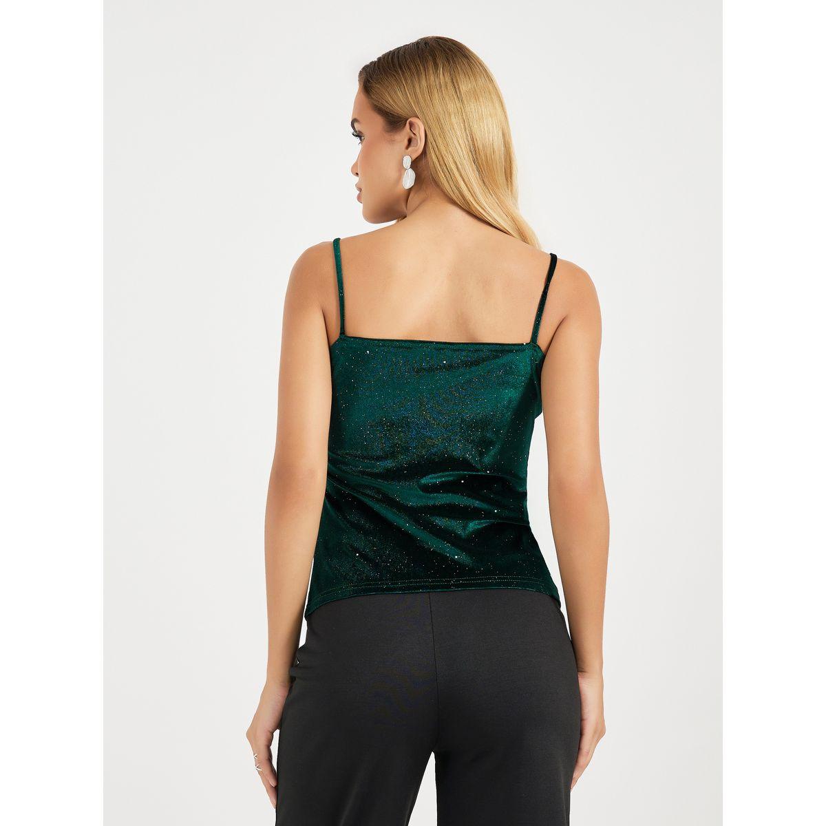 Styli Shimmer Velvet Look Cami-women-clothing-tshirts-image-4