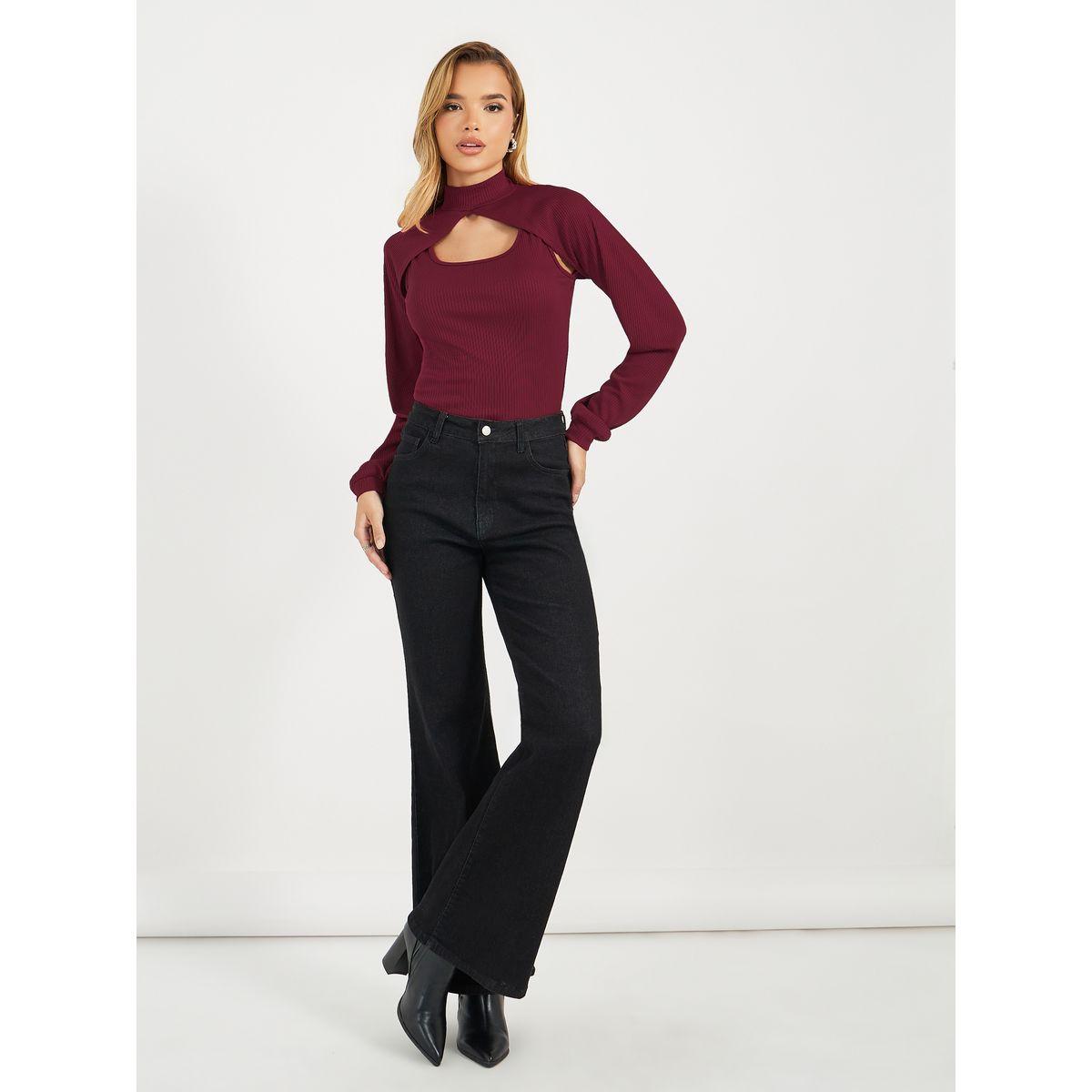 Styli High Neck 2in1 Style Ribbed Knit Layered Top-women-clothing-shirtsandblouses-blouses-image-3