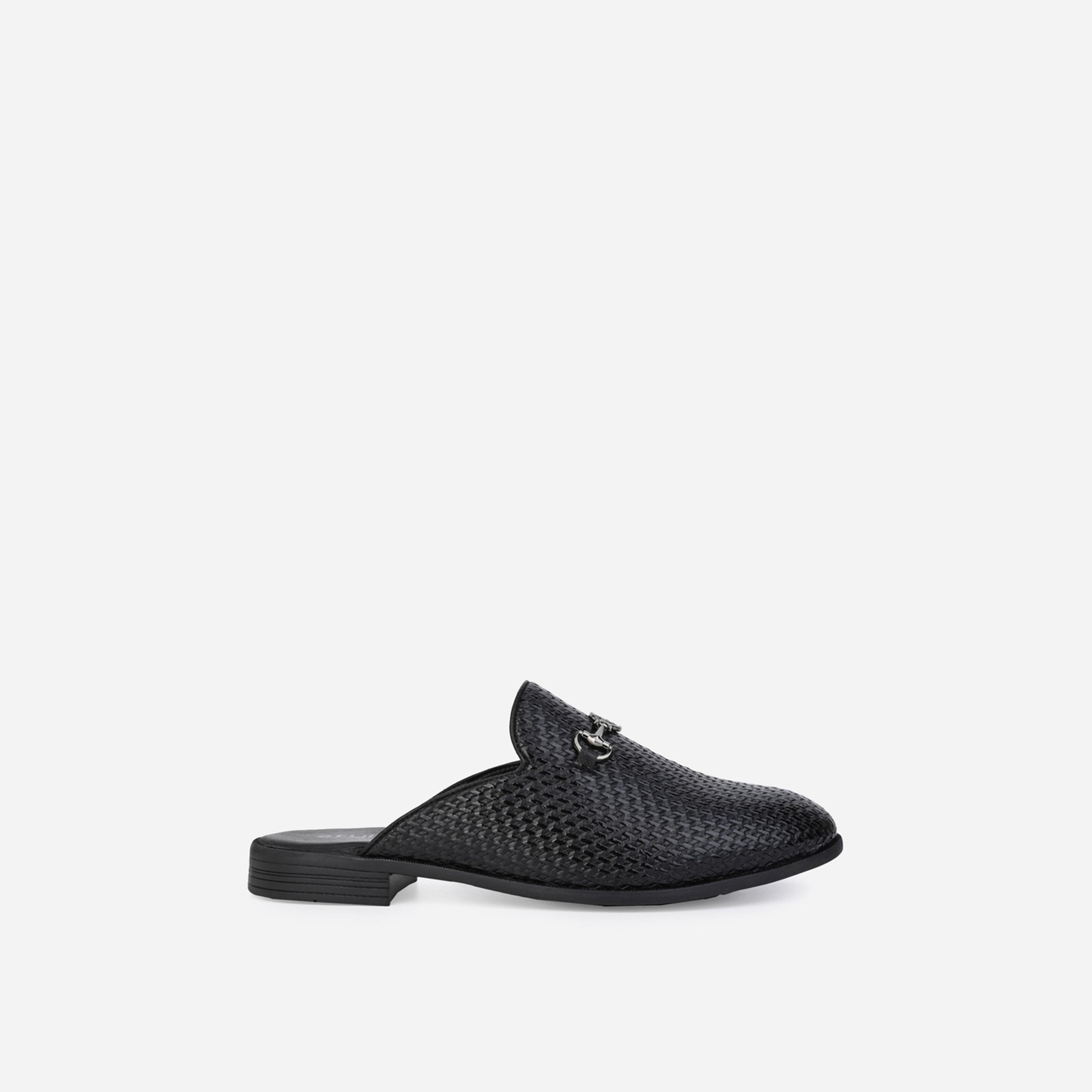 Styli Textured Slip-on Buckle Accent Mules-men-shoes-loafersandmoccasins-image-4