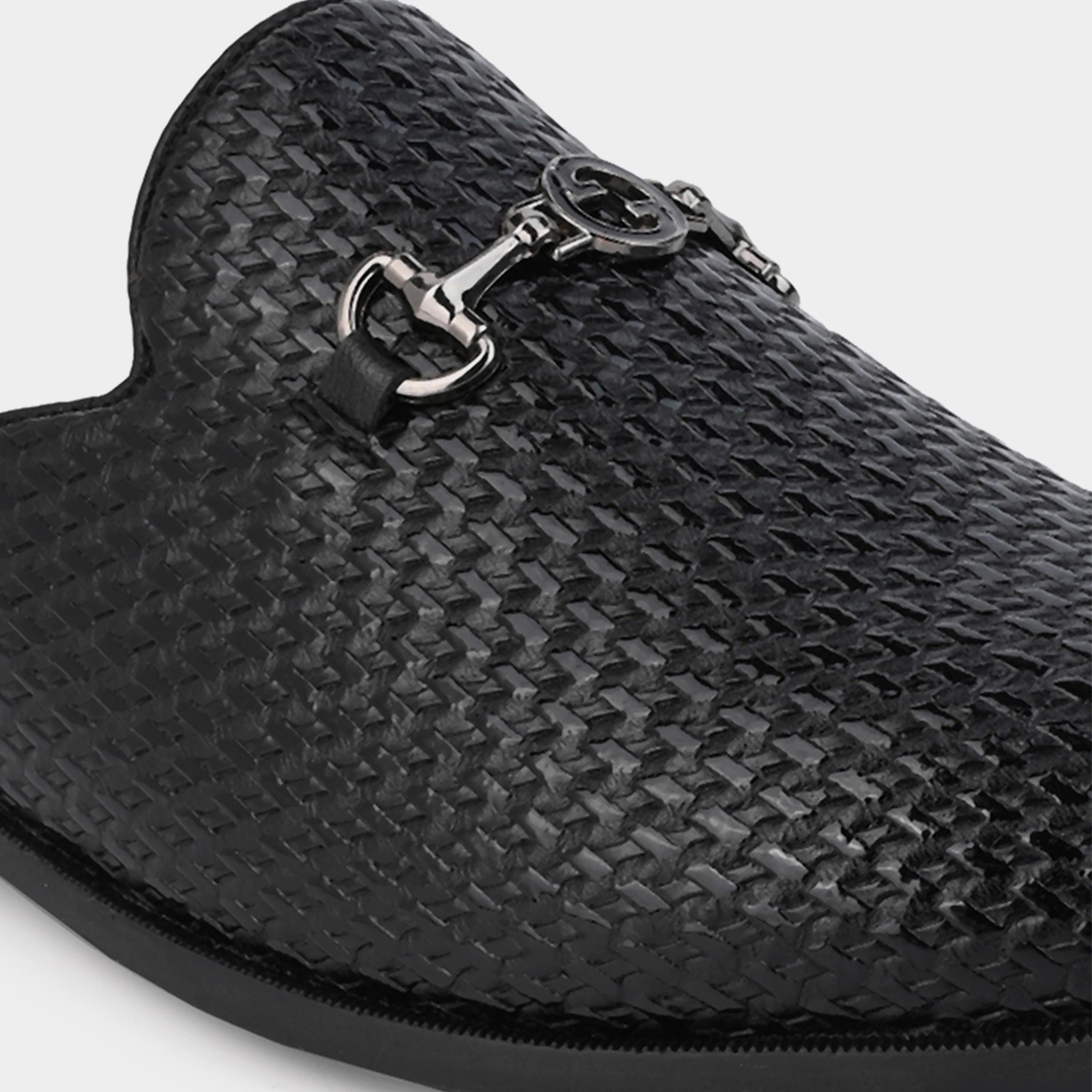 Styli Textured Slip-on Buckle Accent Mules-men-shoes-loafersandmoccasins-image-7
