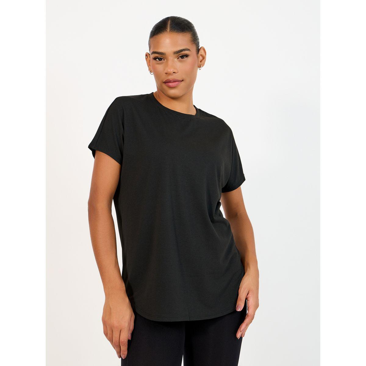 مجموعة من 2 بلوزة رياضية سادة بحافة منحنية-women-clothing-sportswearandactivewear-tshirtsandvests-image-1