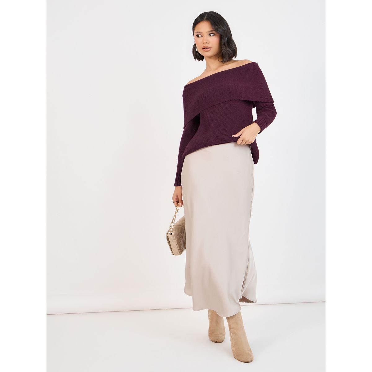 Styli Off Shoulder Neck Knit Top-women-clothing-tshirts-image-2