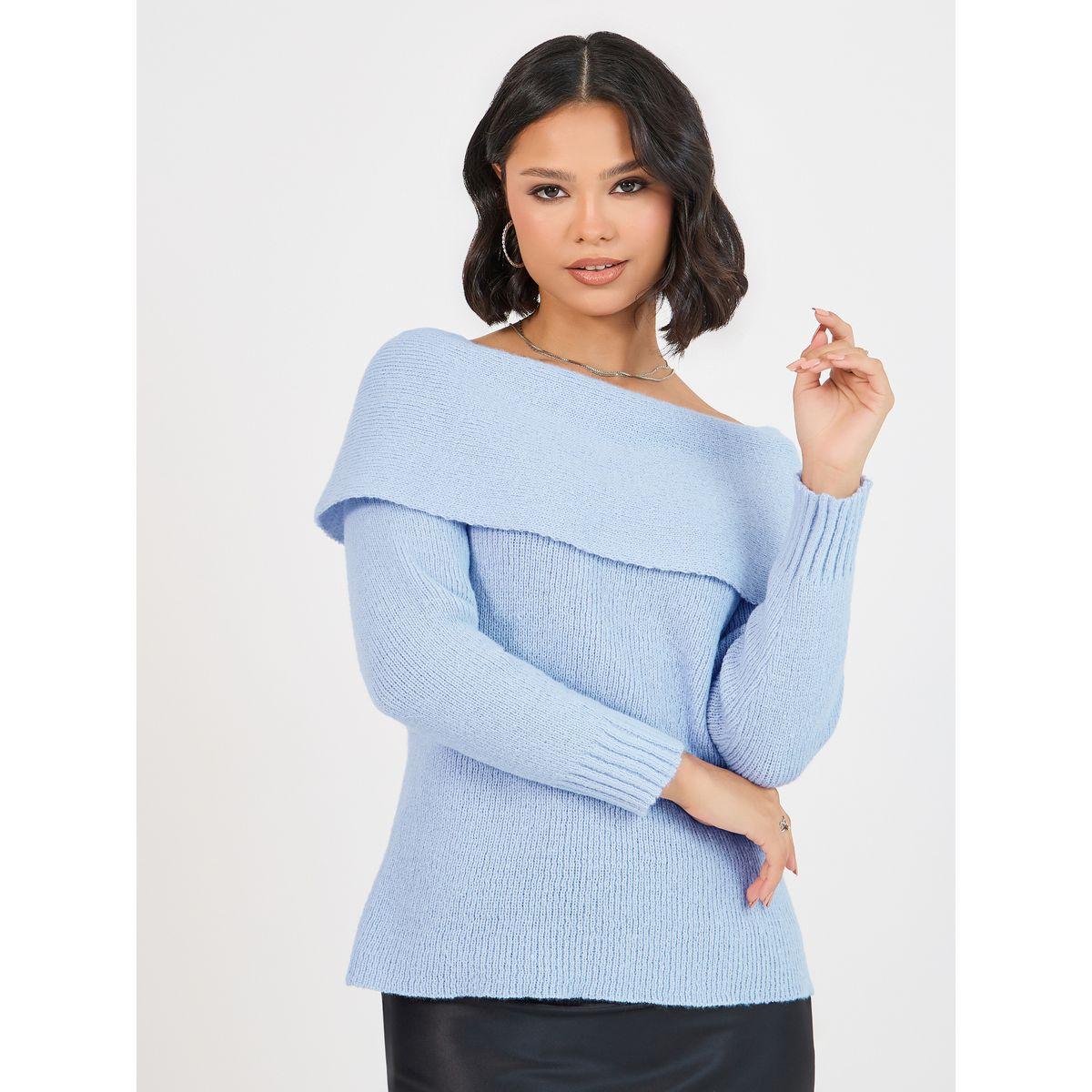 بلوزة بتفاصيل محبوكة وأكتاف مكشوفة-women-clothing-shirtsandblouses-blouses-image-1