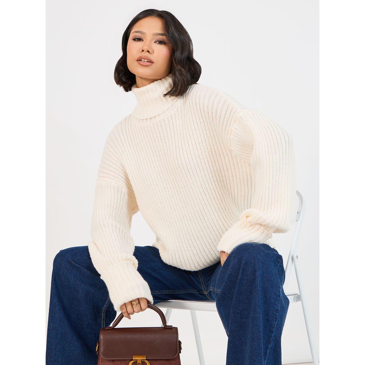 Styli Turtle Neck Knit Top with Turn-Up Cuffed-women-clothing-shirtsandblouses-blouses-image-1