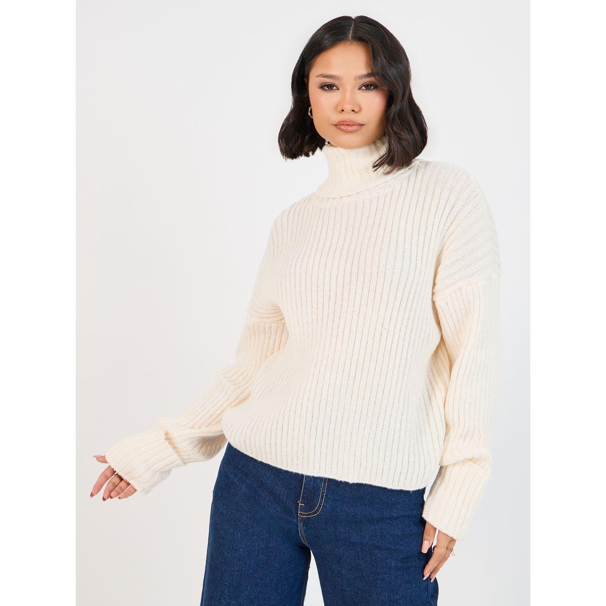 Styli Turtle Neck Knit Top with Turn-Up Cuffed-women-clothing-shirtsandblouses-blouses-image-3