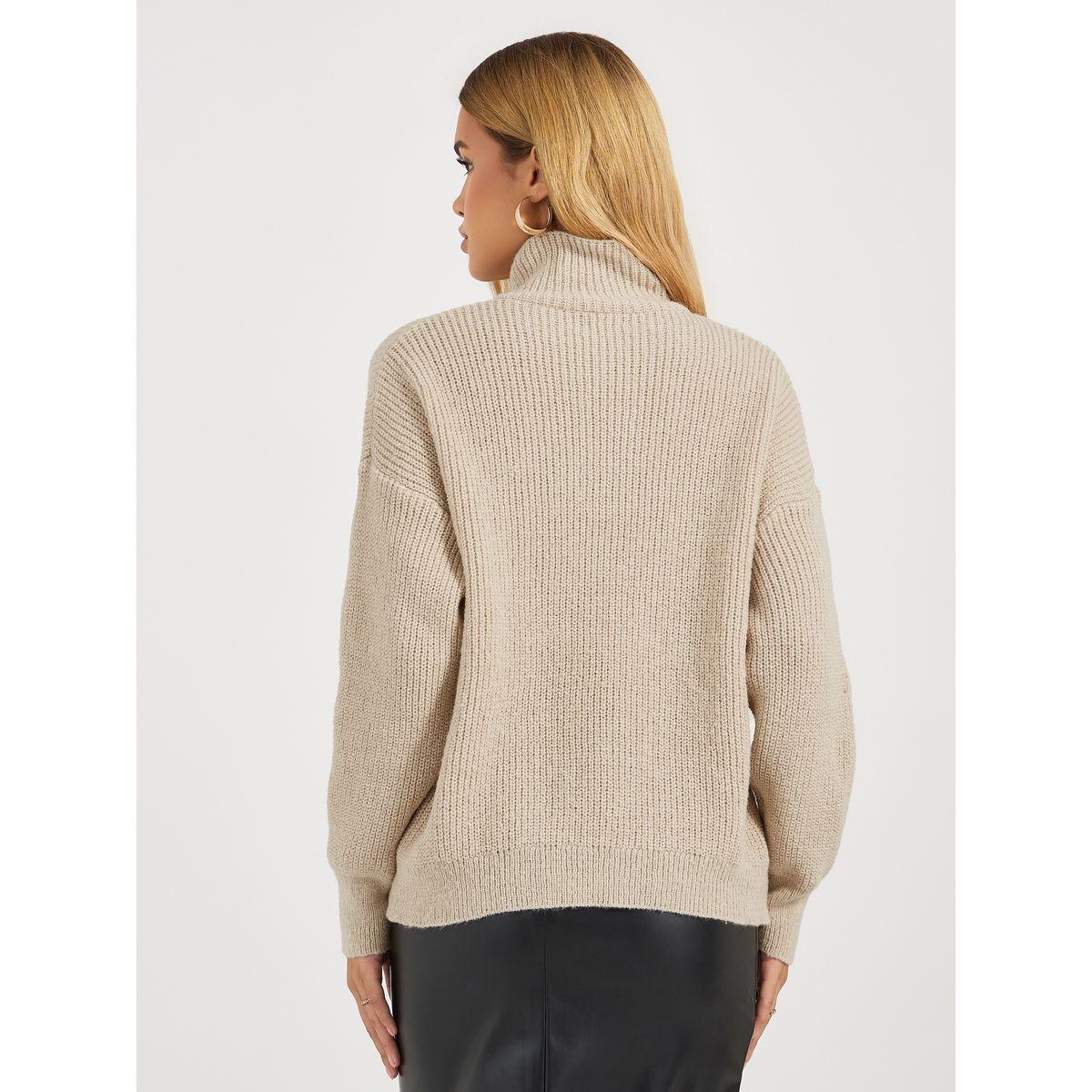 Styli Half Zip Placket Regular Fit Knit Top-women-clothing-shirtsandblouses-blouses-image-4