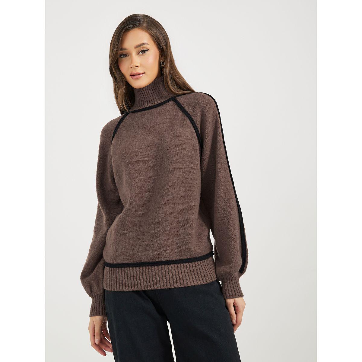 Styli Turtle Neck Knit Top with Balloon Sleeves-women-clothing-tshirts-image-1