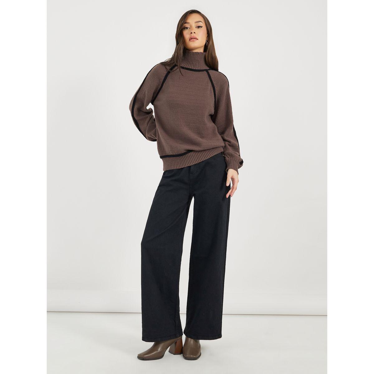 Styli Turtle Neck Knit Top with Balloon Sleeves-women-clothing-tshirts-image-2