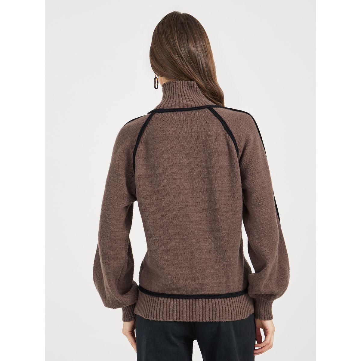 Styli Turtle Neck Knit Top with Balloon Sleeves-women-clothing-tshirts-image-4