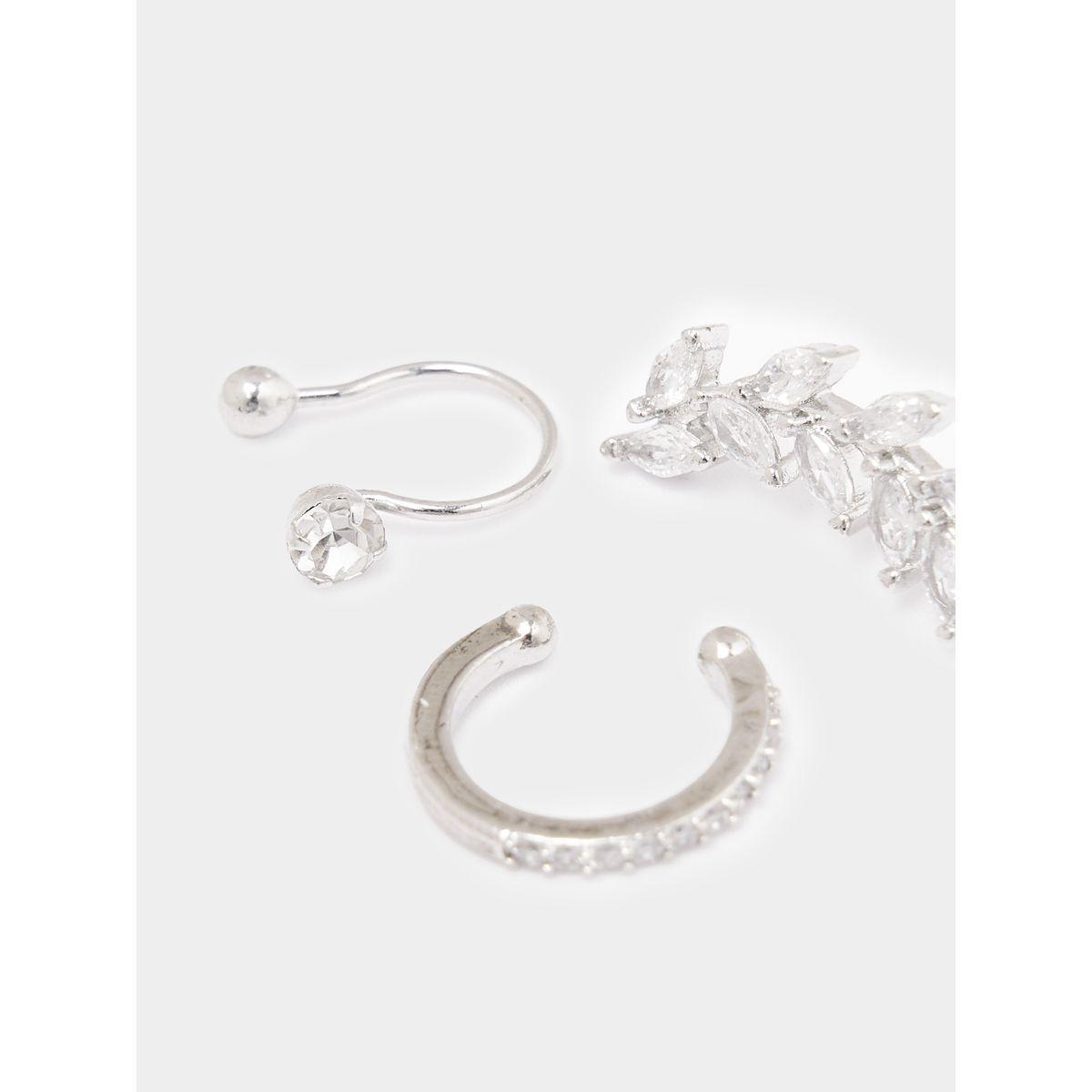 Styli Set of 3 - Leaves Design Cuff Earrings-women-watchesandjewellery-jewellery-earrings-image-2