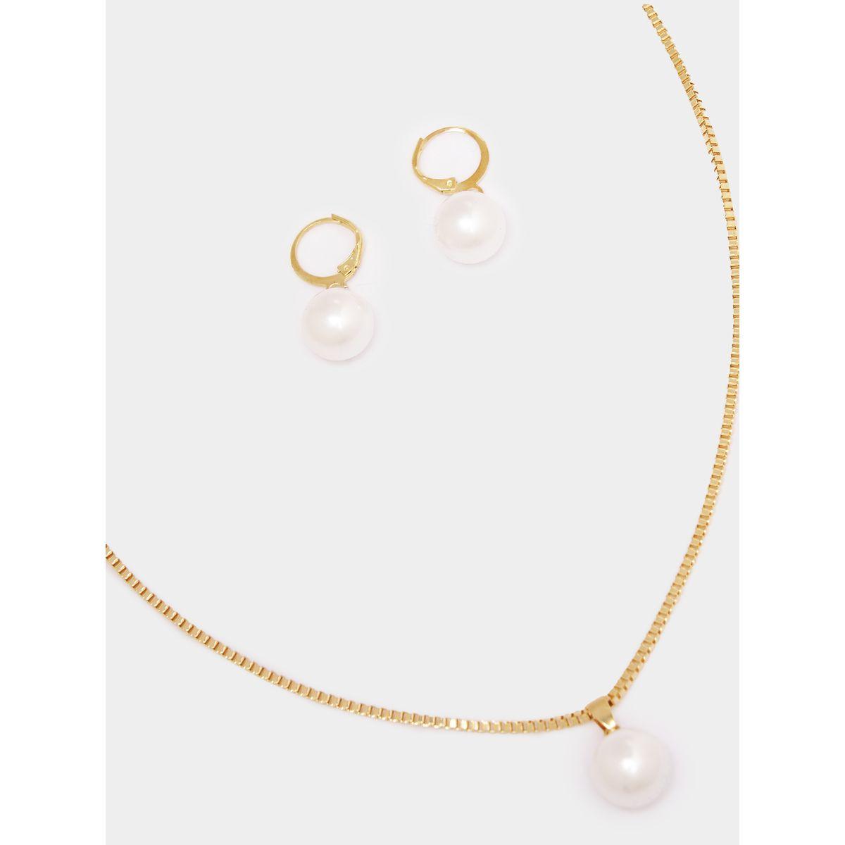 مجموعة من أقراط اذن مع عقد مزين بلؤلؤ صناعي-women-watchesandjewellery-jewellery-jewellerysets-image-3