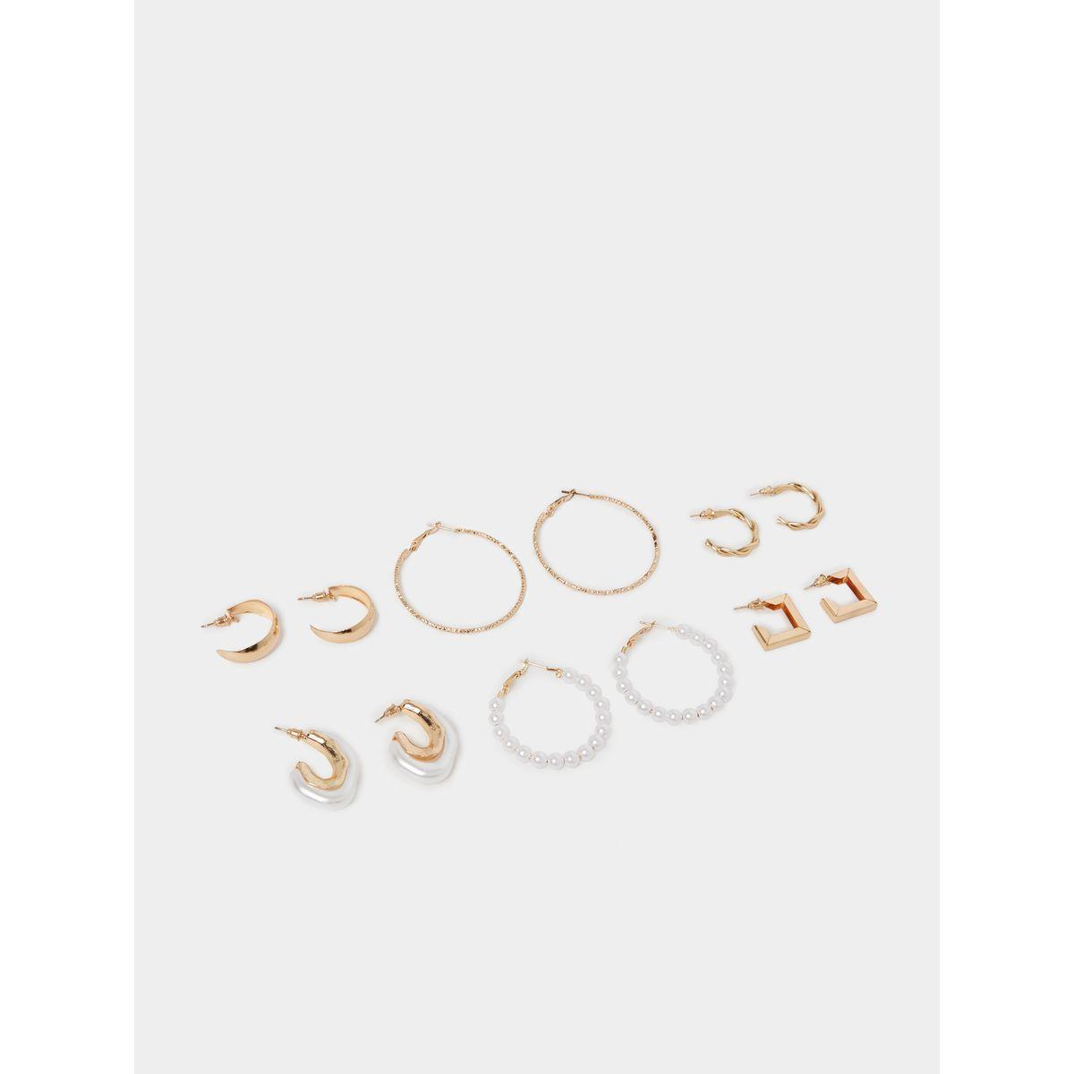 Styli Set of 6 - Textured Hoop Earrings-women-watchesandjewellery-jewellery-earrings-image-1