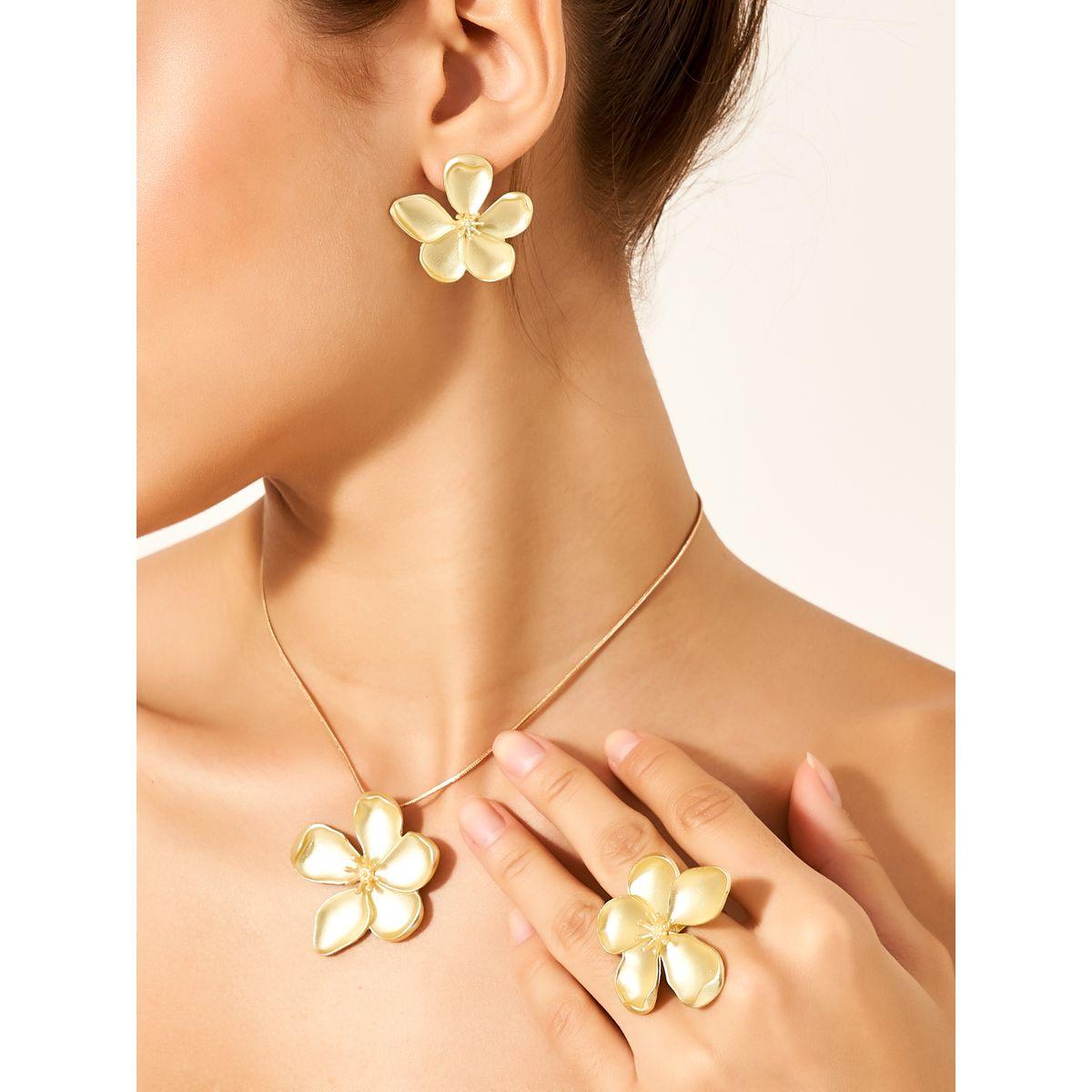 مجموعة من 3 - أقراط اذن وعقد مع خاتم يد-women-watchesandjewellery-jewellery-jewellerysets-image-1