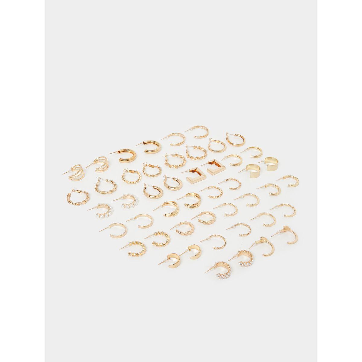 Styli Set of 24 - Textured Earrings-women-watchesandjewellery-jewellery-earrings-image-1