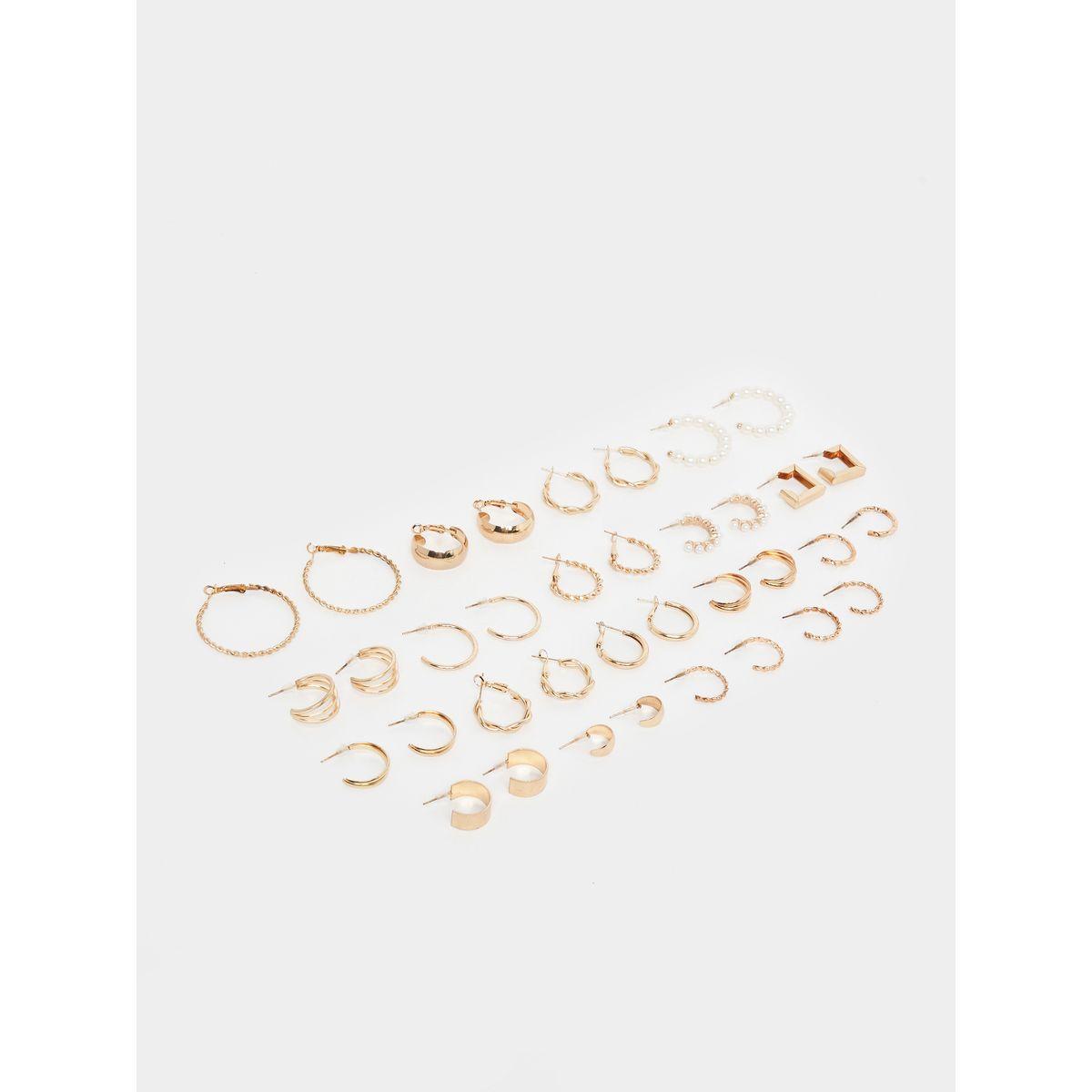 Styli Set of 18 - Textured Earrings-women-watchesandjewellery-jewellery-earrings-image-1
