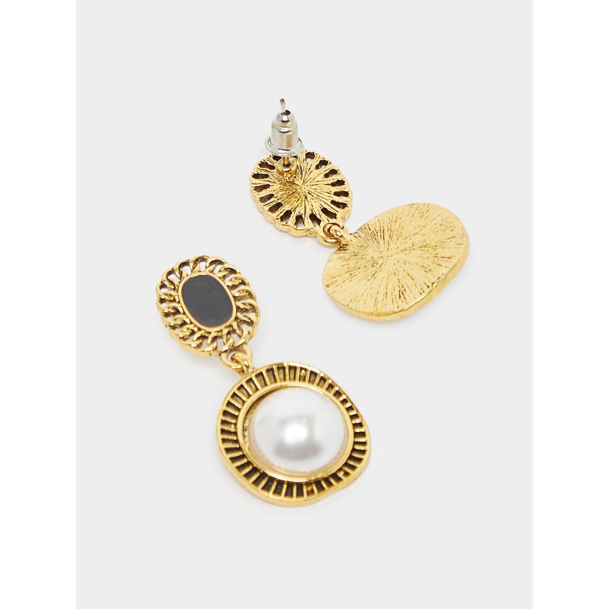 Styli Faux Pearl Textured Drop Earrings-women-watchesandjewellery-jewellery-earrings-image-3